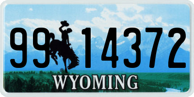 WY license plate 9914372