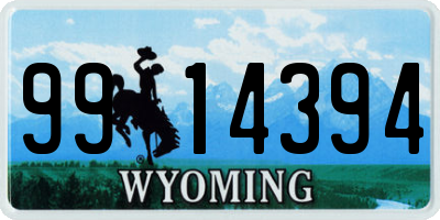 WY license plate 9914394
