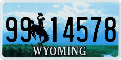 WY license plate 9914578