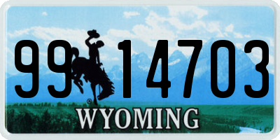 WY license plate 9914703