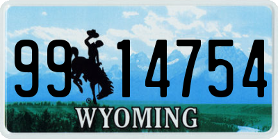 WY license plate 9914754