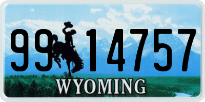 WY license plate 9914757
