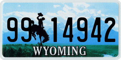WY license plate 9914942