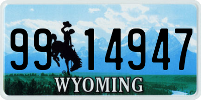 WY license plate 9914947