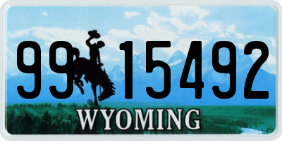 WY license plate 9915492