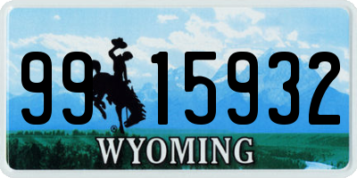 WY license plate 9915932