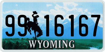 WY license plate 9916167