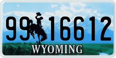 WY license plate 9916612