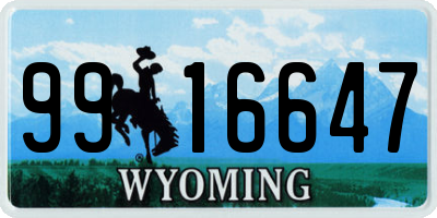 WY license plate 9916647