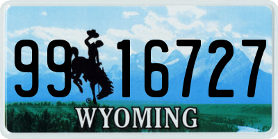 WY license plate 9916727