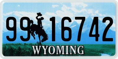 WY license plate 9916742