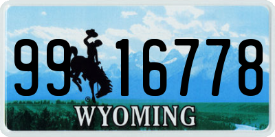WY license plate 9916778