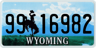 WY license plate 9916982