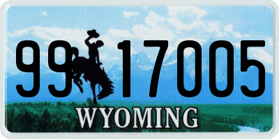 WY license plate 9917005