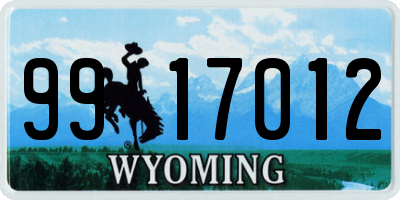 WY license plate 9917012