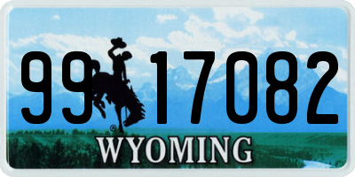WY license plate 9917082