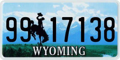 WY license plate 9917138
