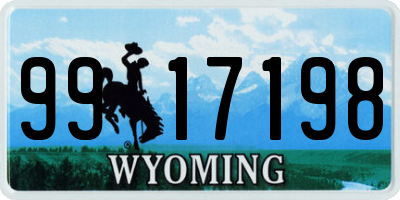 WY license plate 9917198