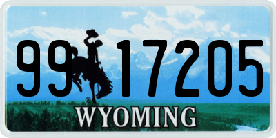 WY license plate 9917205