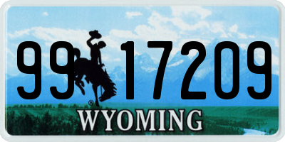 WY license plate 9917209