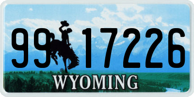 WY license plate 9917226