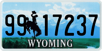 WY license plate 9917237