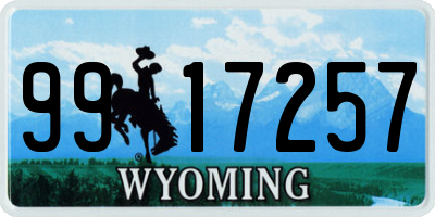 WY license plate 9917257