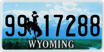 WY license plate 9917288