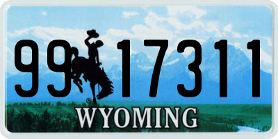 WY license plate 9917311