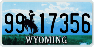 WY license plate 9917356