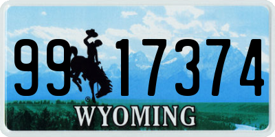 WY license plate 9917374