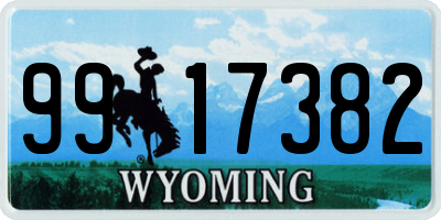 WY license plate 9917382