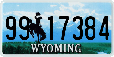 WY license plate 9917384
