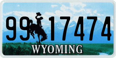 WY license plate 9917474