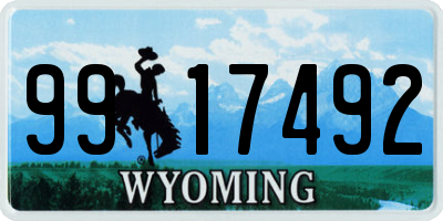 WY license plate 9917492