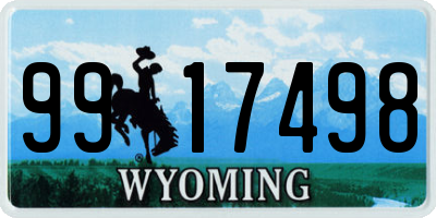 WY license plate 9917498