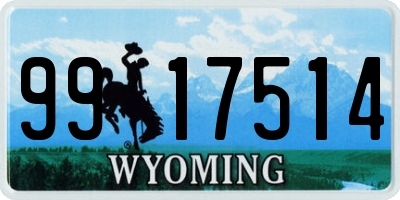 WY license plate 9917514