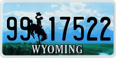 WY license plate 9917522