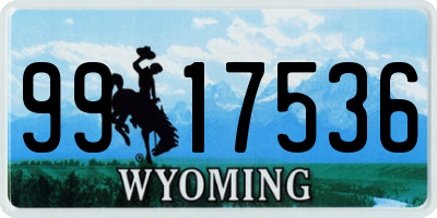 WY license plate 9917536