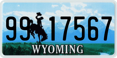 WY license plate 9917567