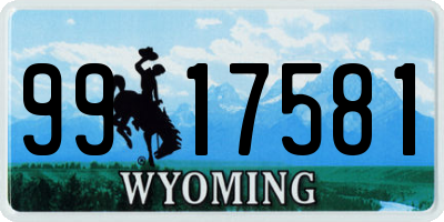 WY license plate 9917581