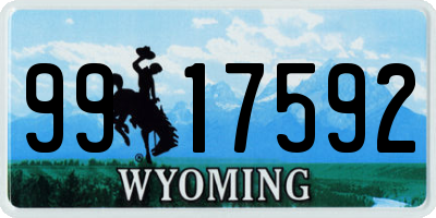 WY license plate 9917592