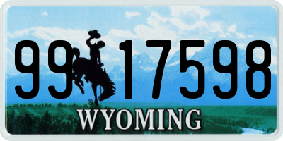 WY license plate 9917598