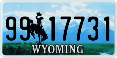 WY license plate 9917731