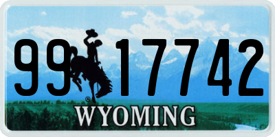 WY license plate 9917742