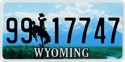 WY license plate 9917747