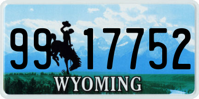 WY license plate 9917752