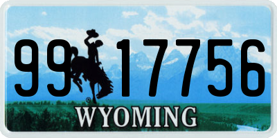 WY license plate 9917756