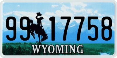 WY license plate 9917758