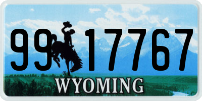 WY license plate 9917767